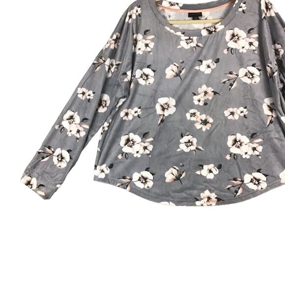Tahari Women’s XL Floral Stretch Sleep Top – Soft Gray Lounge Shirt - Picture 7 of 14